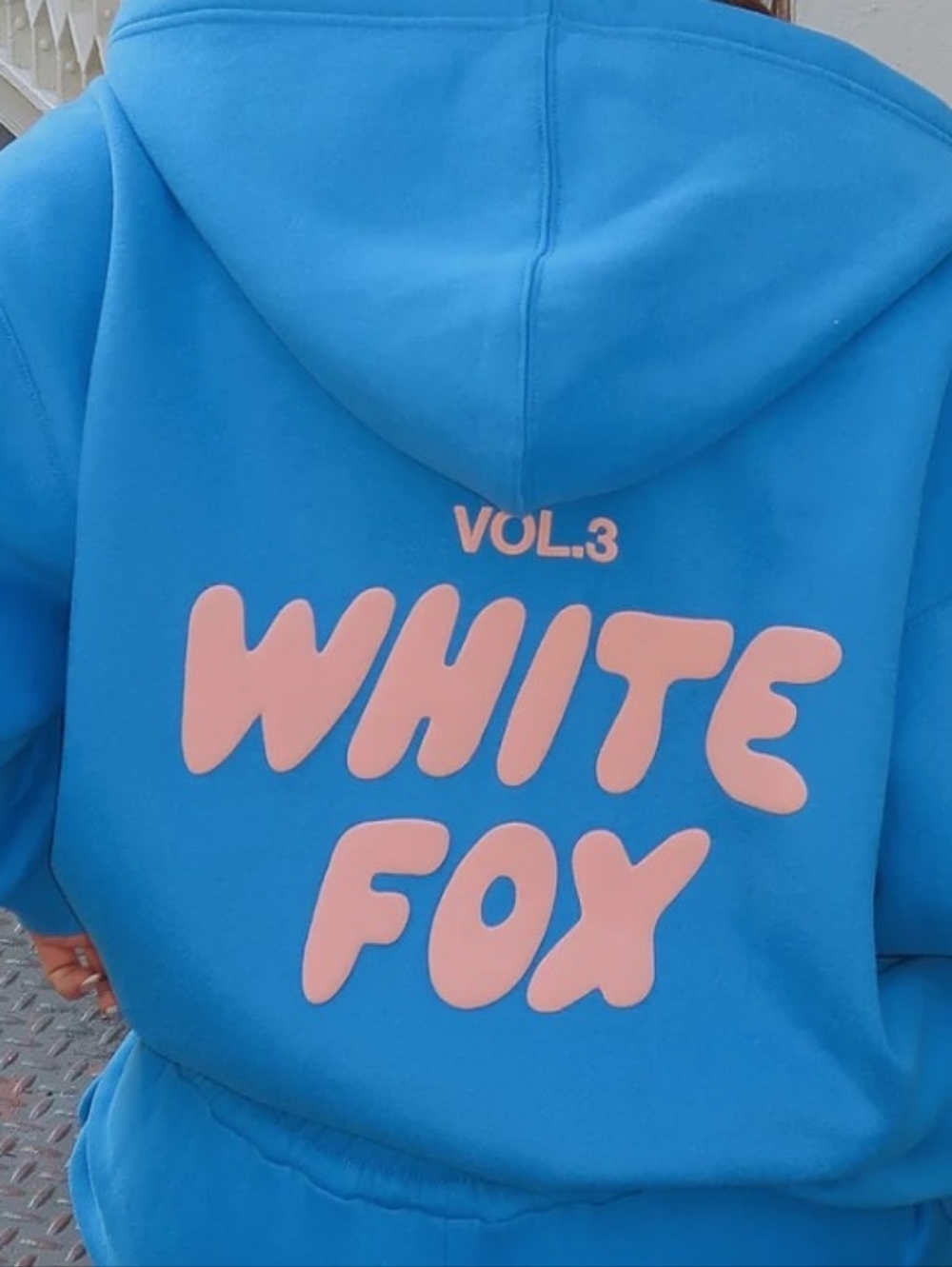 White Fox Zip Front Hoodie Azure Oversized Fit Xxs/Xs (Price Is Firm)